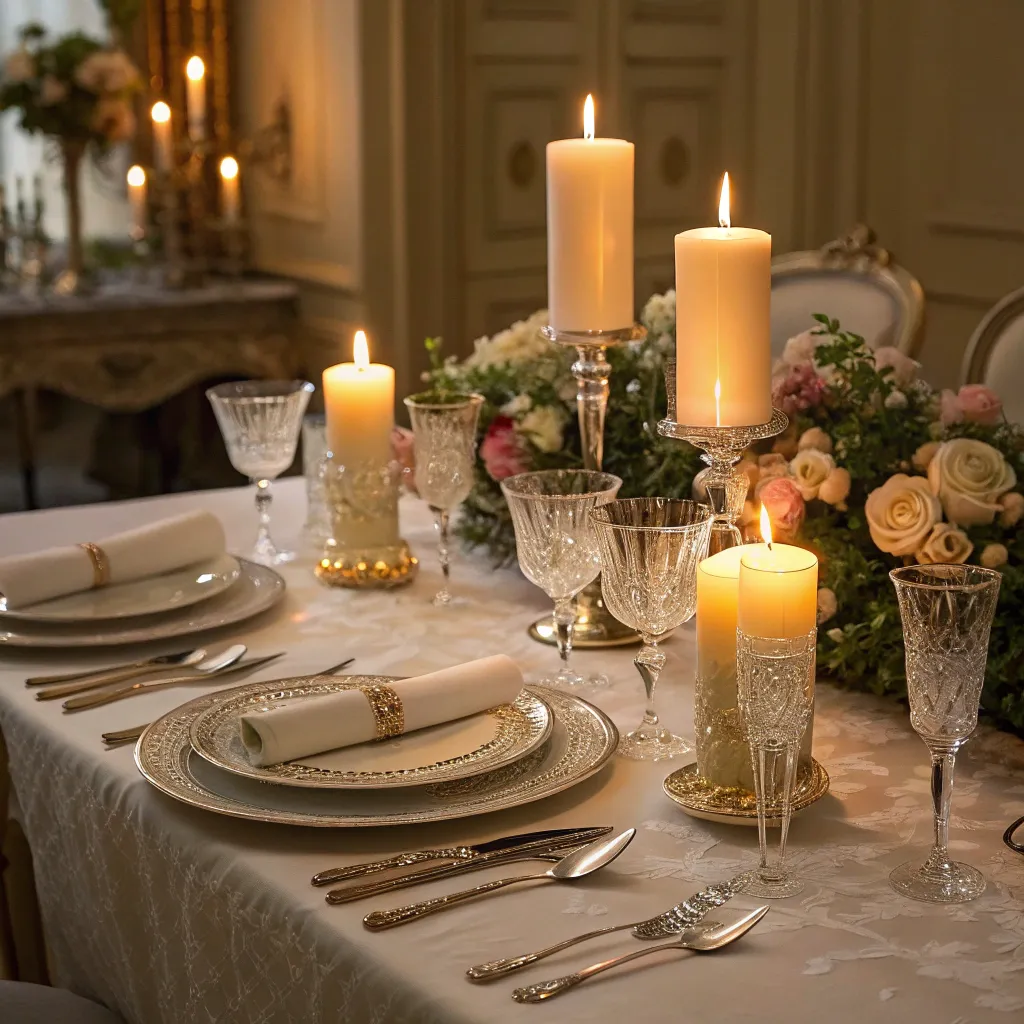 Luxury dinner setting with candles