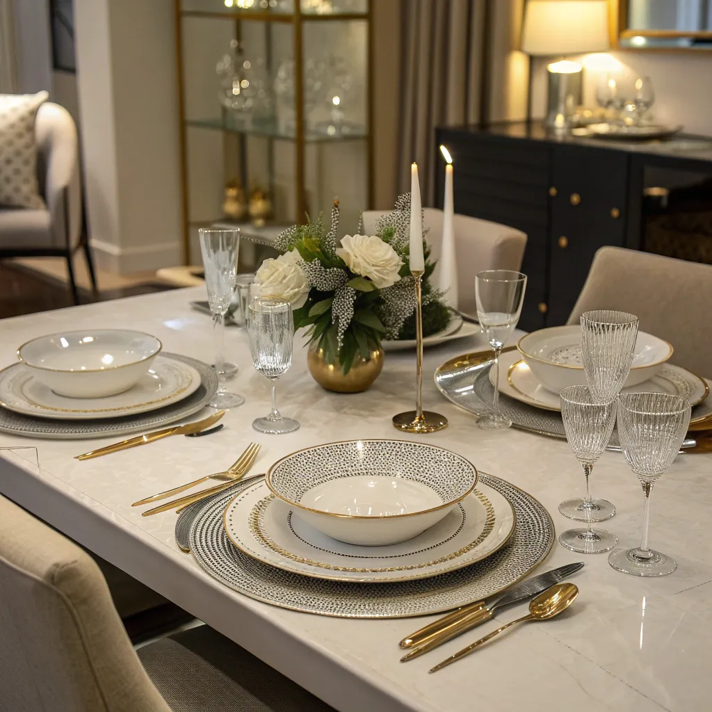 Modern dinner set on table